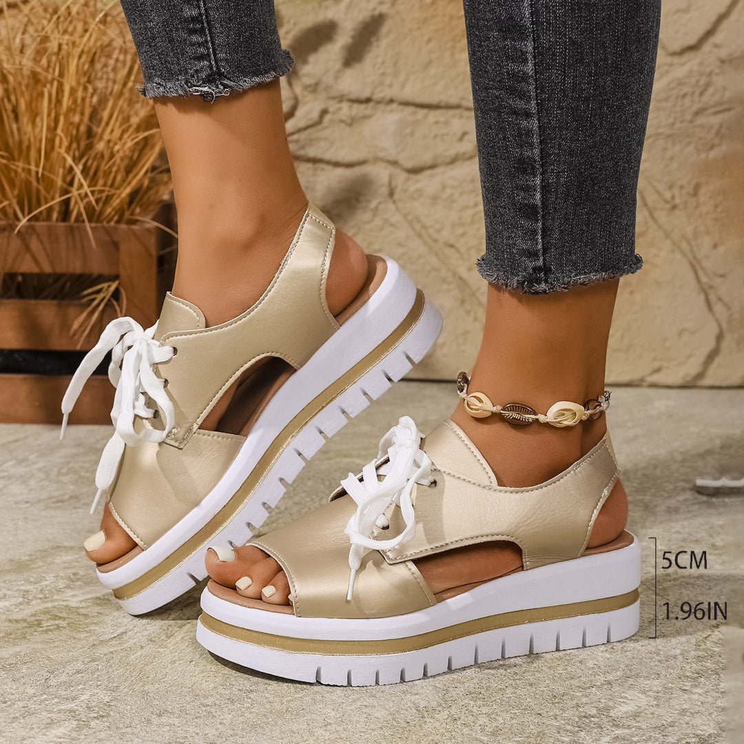 Damen sportliche Plateau-Sandalen mit atmungsaktivem Obermaterial und modischem Design EB