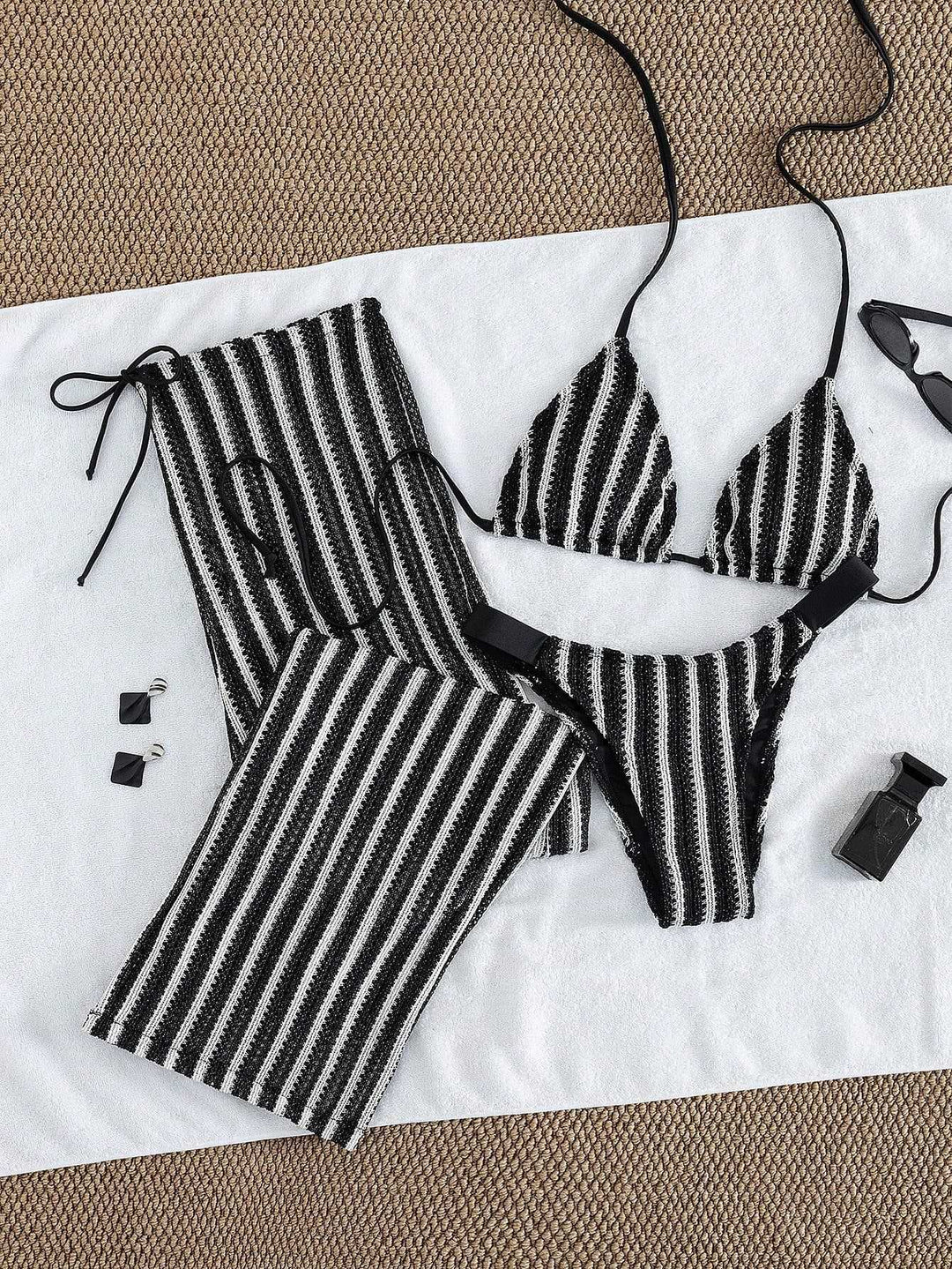 Damen Triangel-Bikini-Set mit modischem Wickeltuch EB