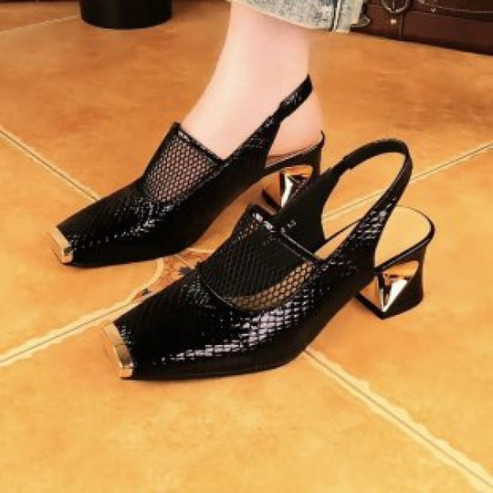 Damen Slingback-Pumps mit luxuriösem Metallic-Detail EB