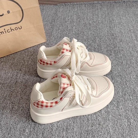 Damen modische Sneakers mit kariertem Innenfutter und hochdämpfender Sohle EB