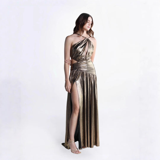 Damen Glamouröses Wickelkleid mit einer asymmetrischen Silhouette und eleganten Cut-Outs EB