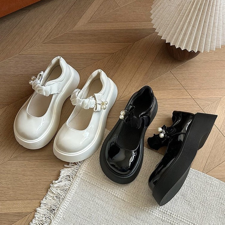 Damen modische Plateausneaker mit eleganter Schleifen-Applikation EB