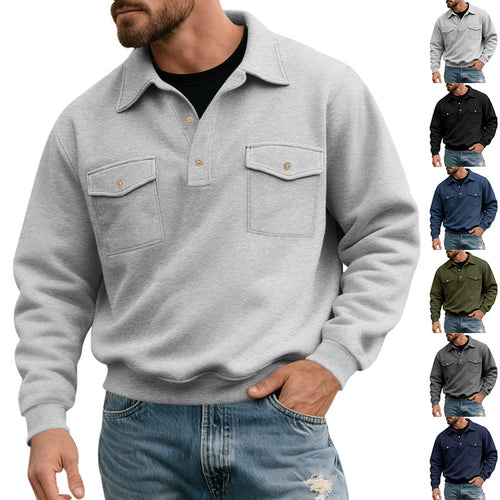 Herren Freizeit-Pullover mit praktischen Brusttaschen und modernem Stehkragen EB