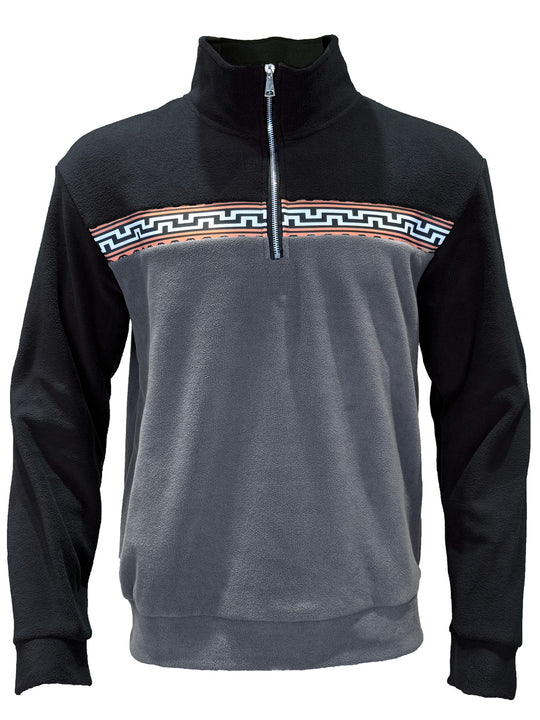 Herren Fleece-Pullover mit stylishem Stehkragen und farblich abgesetztem Muster EB