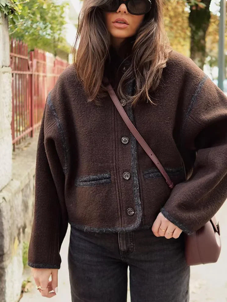 Damen elegante Übergangsjacke mit dekorativen Knöpfen EB
