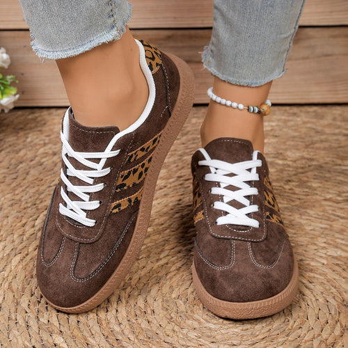 Damen Sneakers im modischen Leo-Design mit weicher Sohle EB