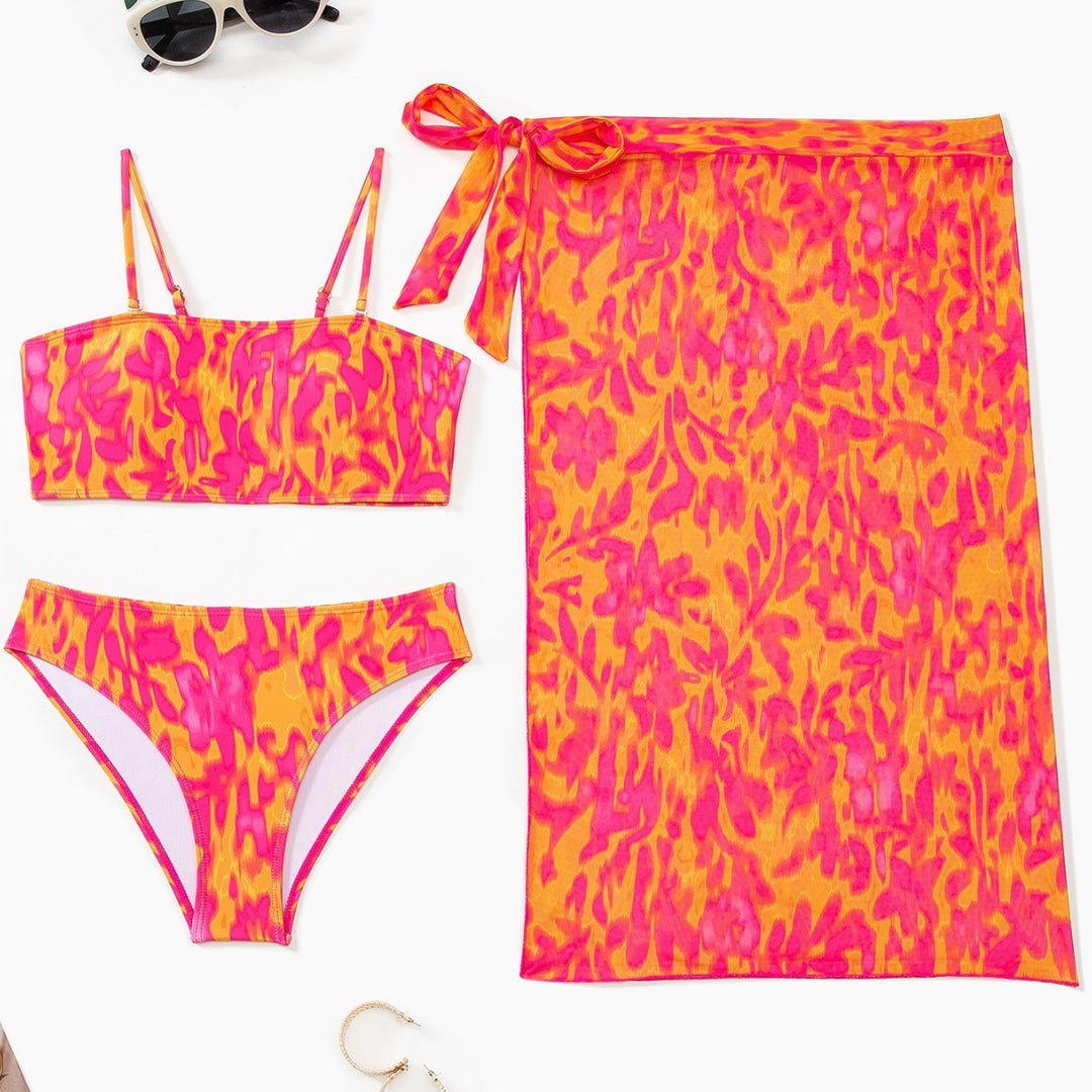 Damen Bikini-Set mit modischem Bandeau-Oberteil und hoch geschnittenen Bottoms EB