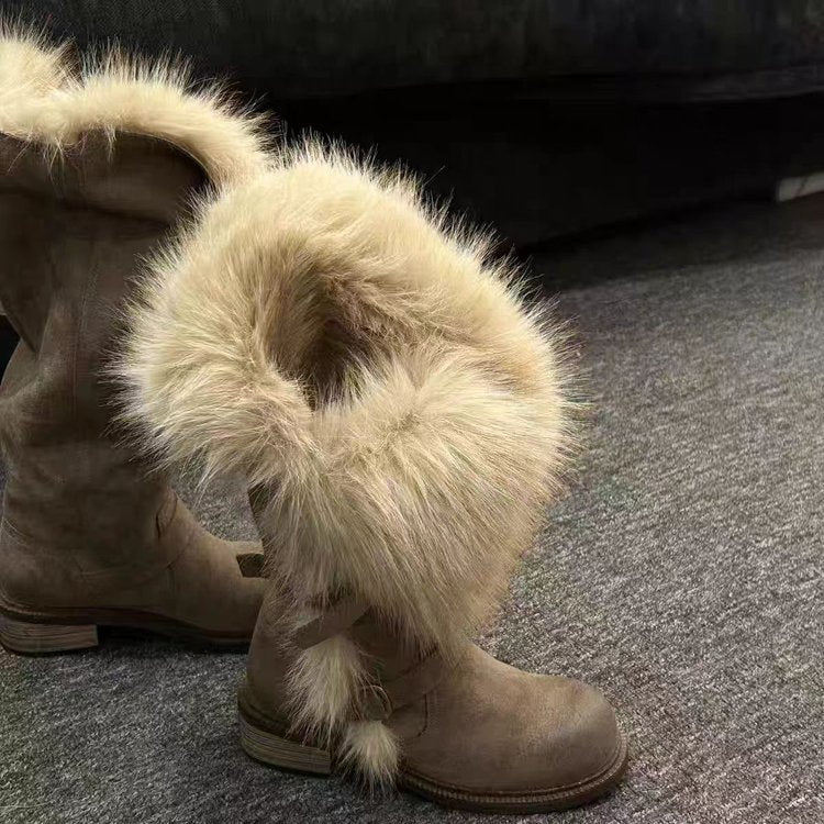 Damen Winterstiefel mit luxuriösem Kunstfellkragen und strapazierfähiger Sohle EB