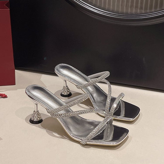 Damen elegante Riemchen-Sandaletten mit funkelnden Akzenten EB