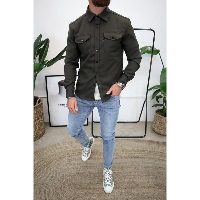 Herren Hemdjacke mit Brusttaschen und taillierter Passform EB