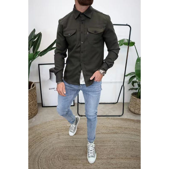 Herren Hemdjacke mit Brusttaschen und taillierter Passform EB