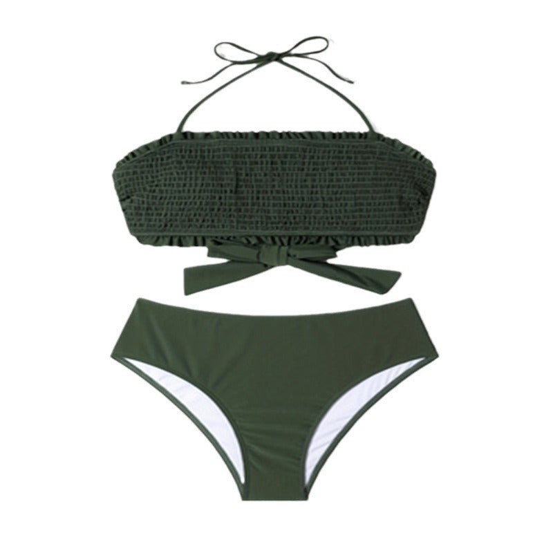 Damen Bikini-Set mit modischem Bandeau-Oberteil und hoch geschnittenem Slip EB