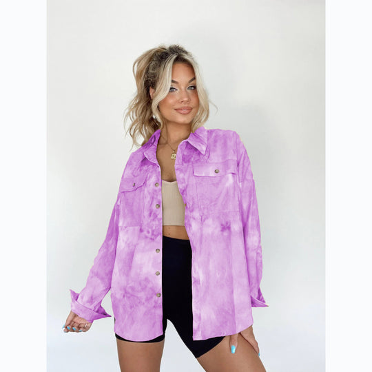 Damen Oversize Denim-Hemdjacke im angesagten Batikdesign EB