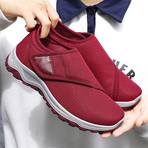 Herren nan atmungsaktiver Slip-On Mesh-Sneaker mit Klettverschluss, gepolsterter Komfortsohle und rutschfester Profilsohle EB