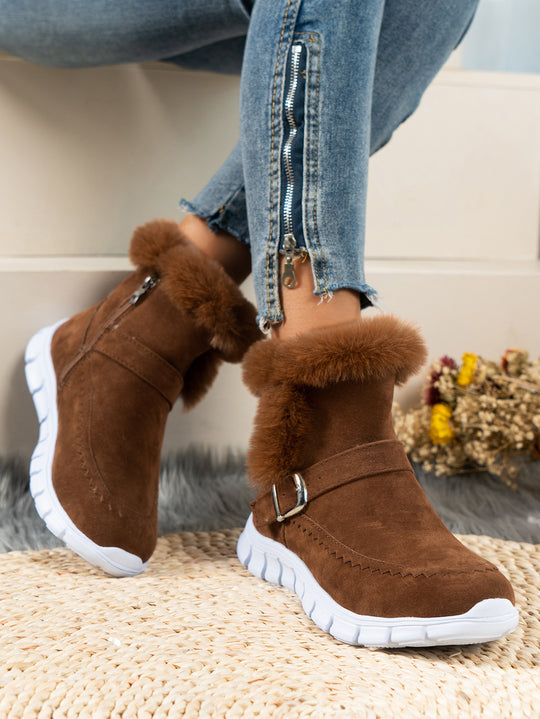 Damen Komfortable Winterstiefel mit modischer Kunstfellverzierung EB