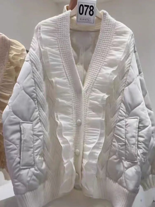 Damen Steppjacke mit Rüschendetails und Taschen EB