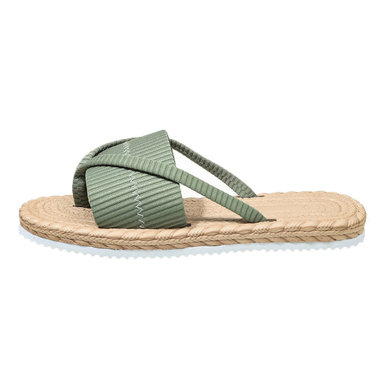 Damen Slide-Sandalen mit geflochtenem Riemen und komfortabler Sohle EB
