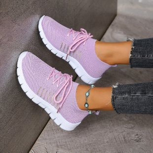 Damen  leichtes gestricktes Sneaker Slipper mit sockenähnlichem Schaft und flexibler Laufsohle EB