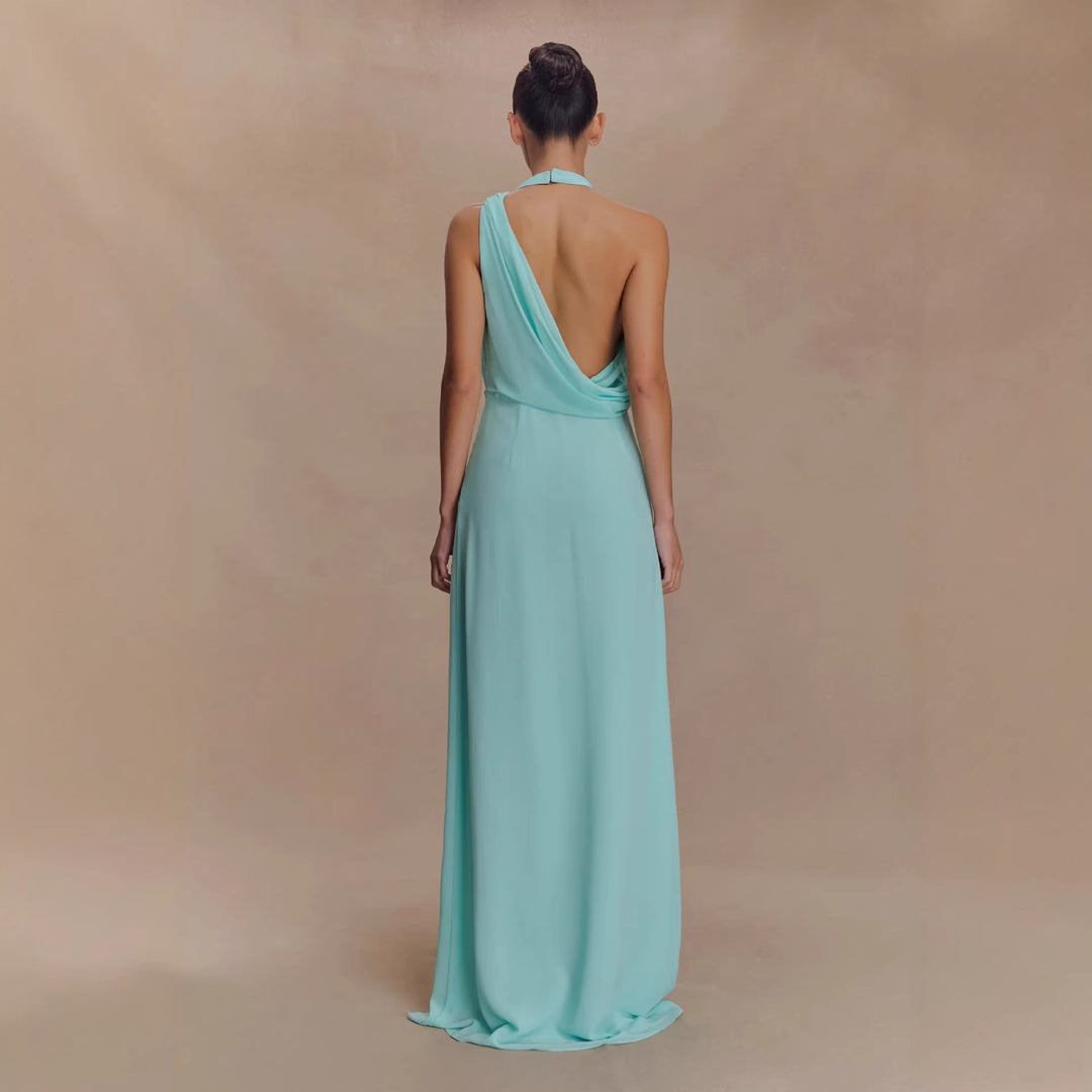 Damen Elegantes Maxi-Kleid mit drapiertem Oberteil EB