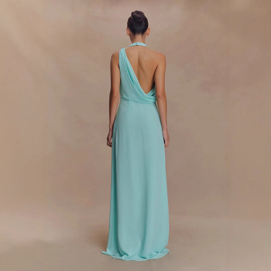 Damen Elegantes Maxi-Kleid mit drapiertem Oberteil EB