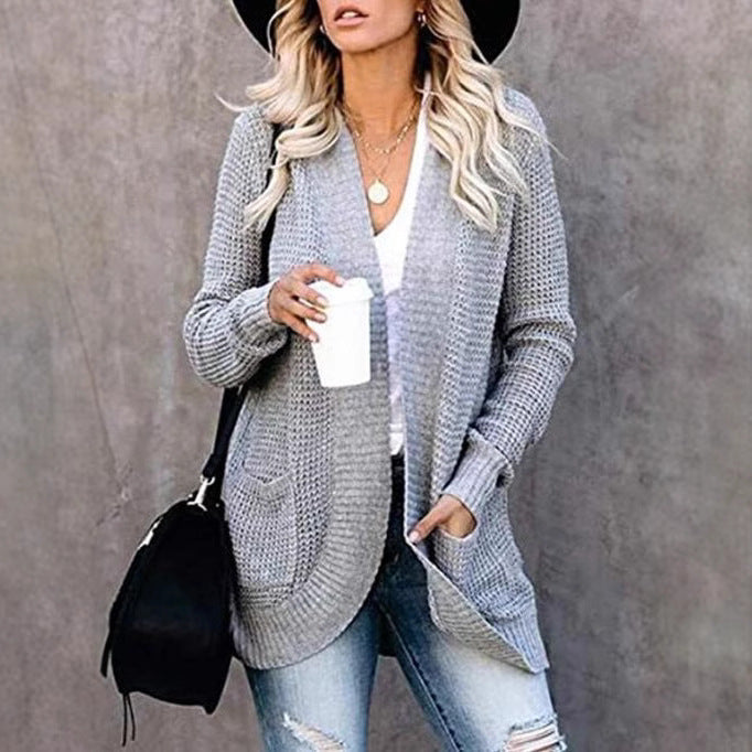 Damen Strickcardigan mit praktischen Taschen und luftiger Struktur EB