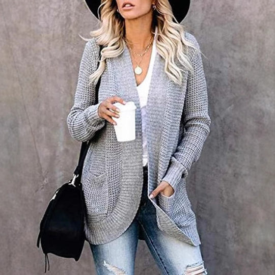 Damen Strickcardigan mit praktischen Taschen und luftiger Struktur EB