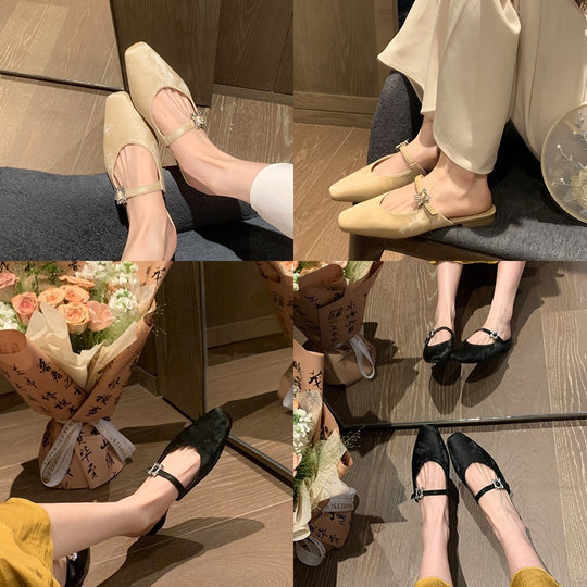 Damen elegante Slingback-Mules mit modischer Schnalle EB