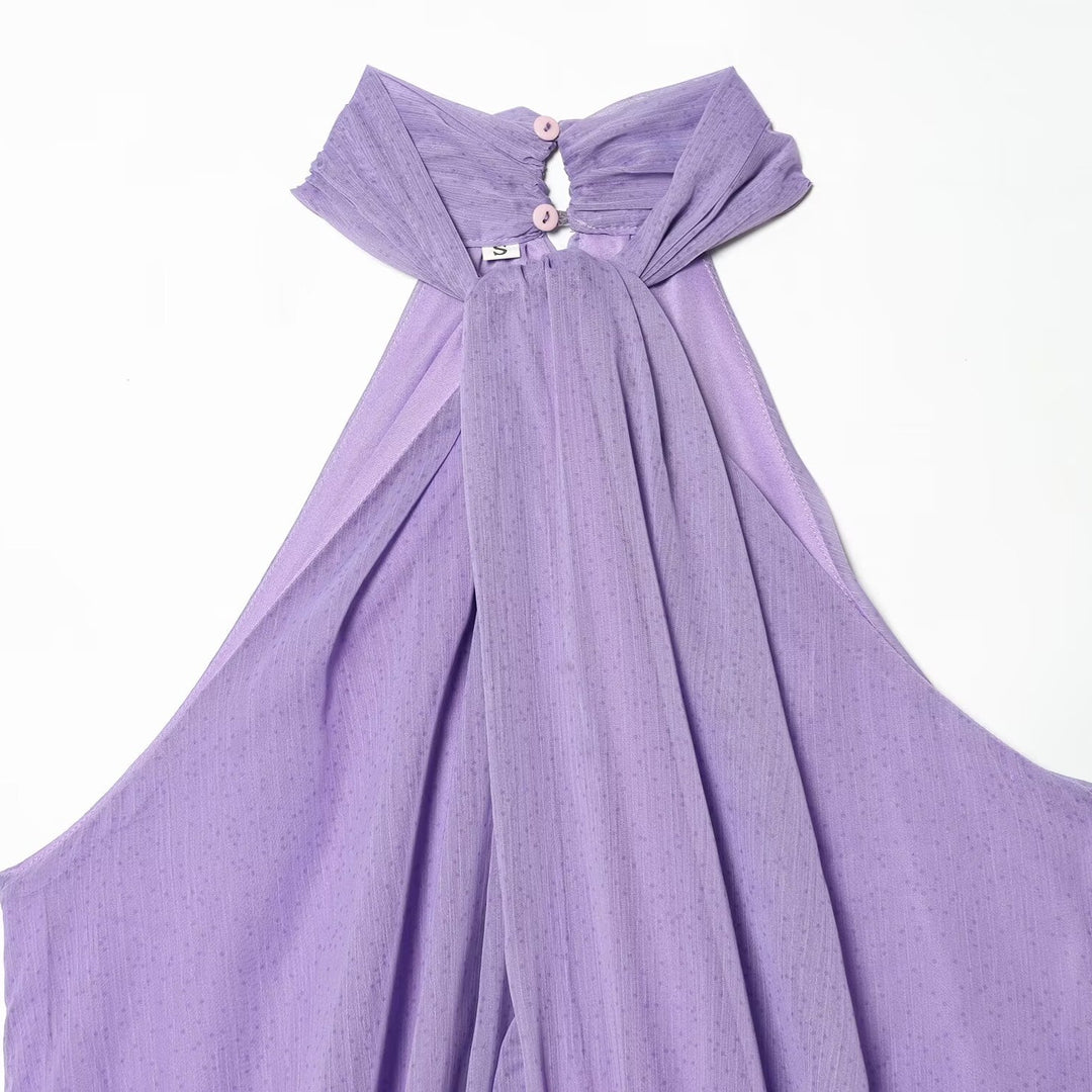 Damen ärmelloses Haltertop mit eleganter Raffung und modischem Schlüssellochausschnitt EB