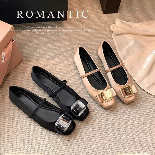 Damen elegante Ballerinas mit dekorativem Schnallenakzent EB