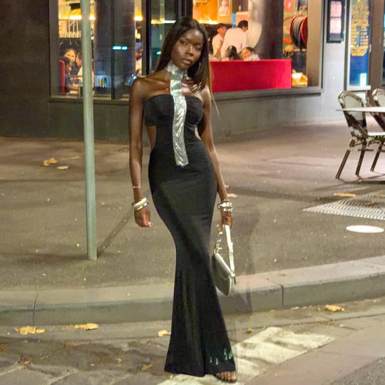 Damen Elegantes Abendkleid mit schmalem Schnitt und glänzenden Akzenten EB