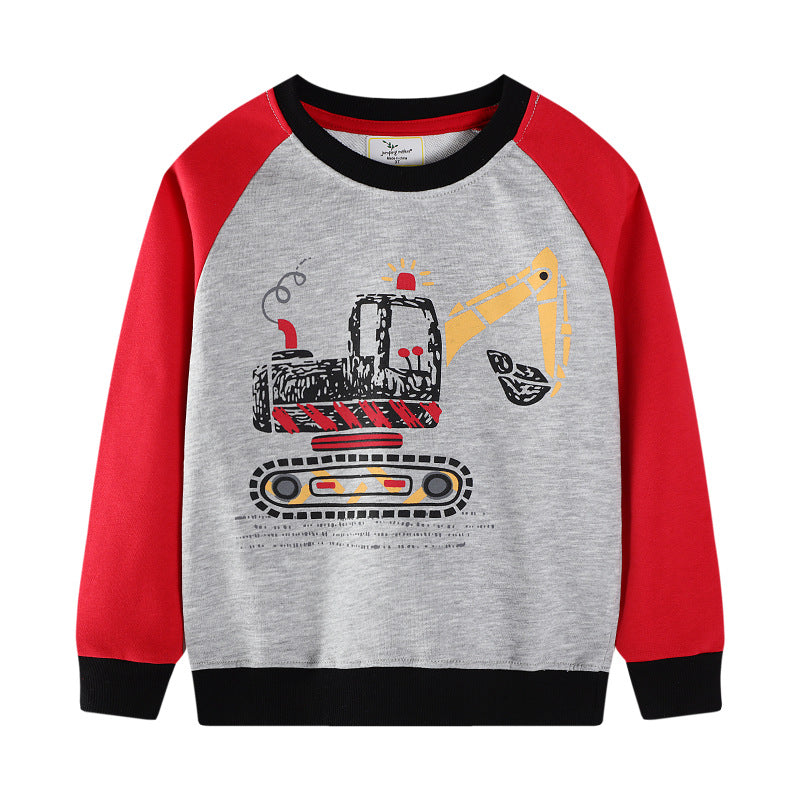 Buben Sweatshirt mit kreativem Bagger-Motiv EB
