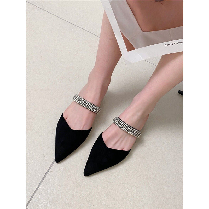 Damen elegante Slingback-Ballerinas mit glitzerndem Riemchen EB