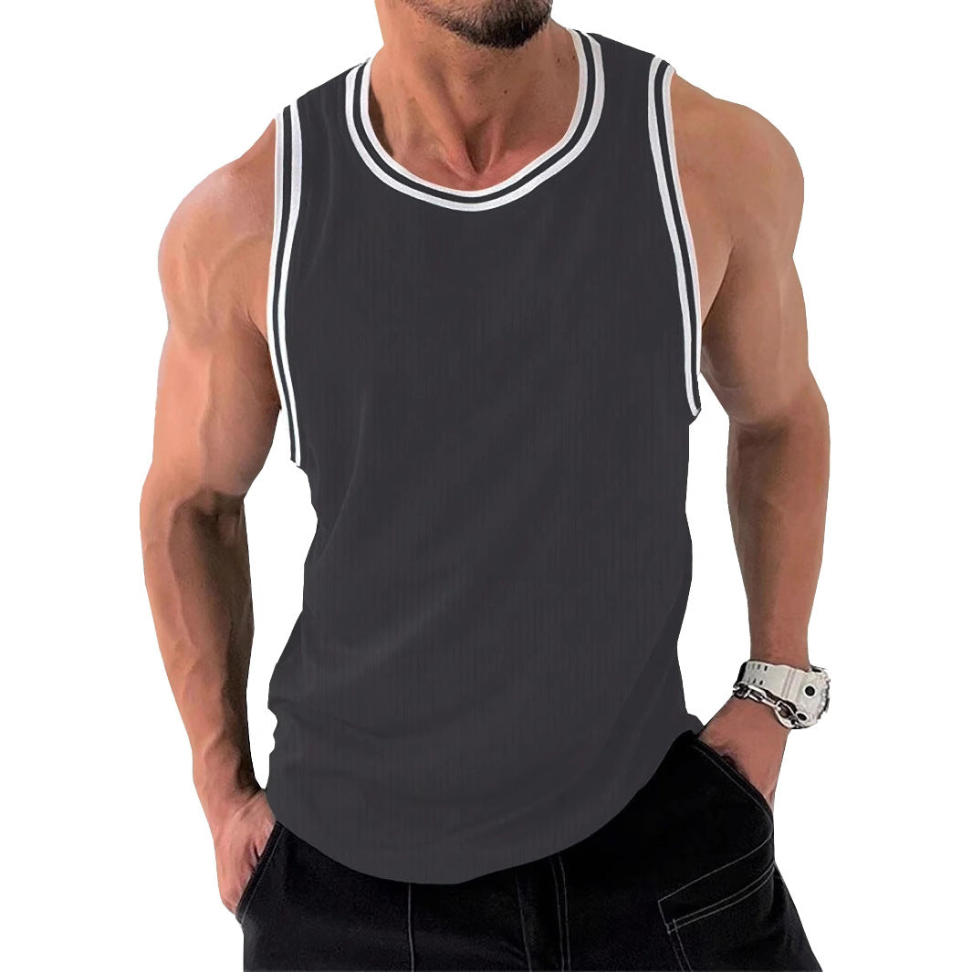 Herren Sportliches ärmelloses Tanktop mit atmungsaktivem Material und modernem Rippendesign EB
