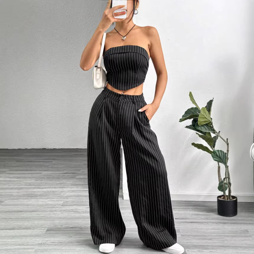 Damen elegantes und luftiges Set mit Streifenmuster EB