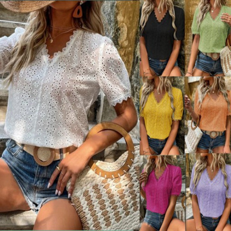 Damen Bluse mit Lochstickerei EB
