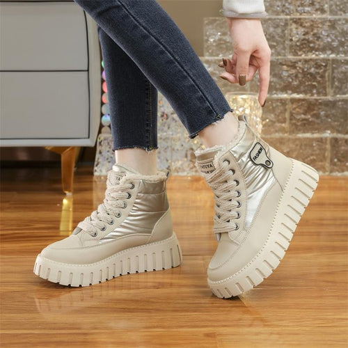 Damen High-Top Sneakers mit weichem Fleece-Futter und rutschfester Sohle EB