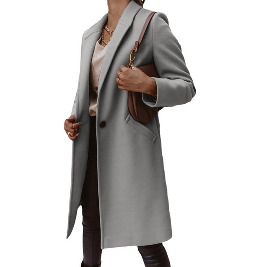 Damen eleganter Wollmantel mit schmaler Silhouette EB