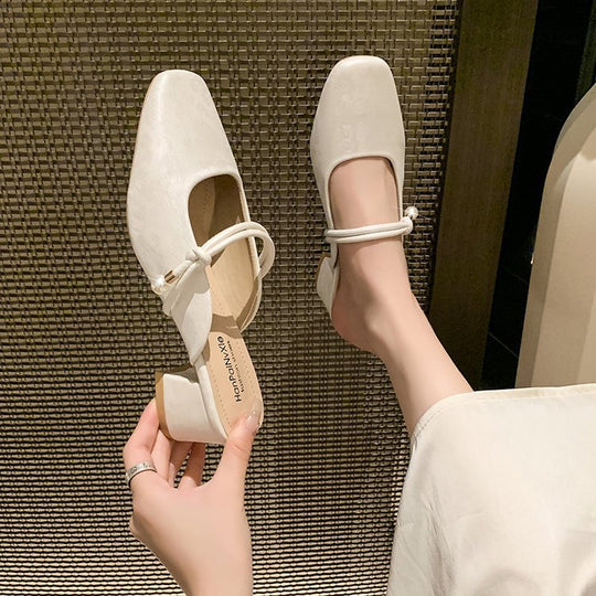 Damen modische Mules mit schicker Perlenapplikation und elegantem Blockabsatz EB