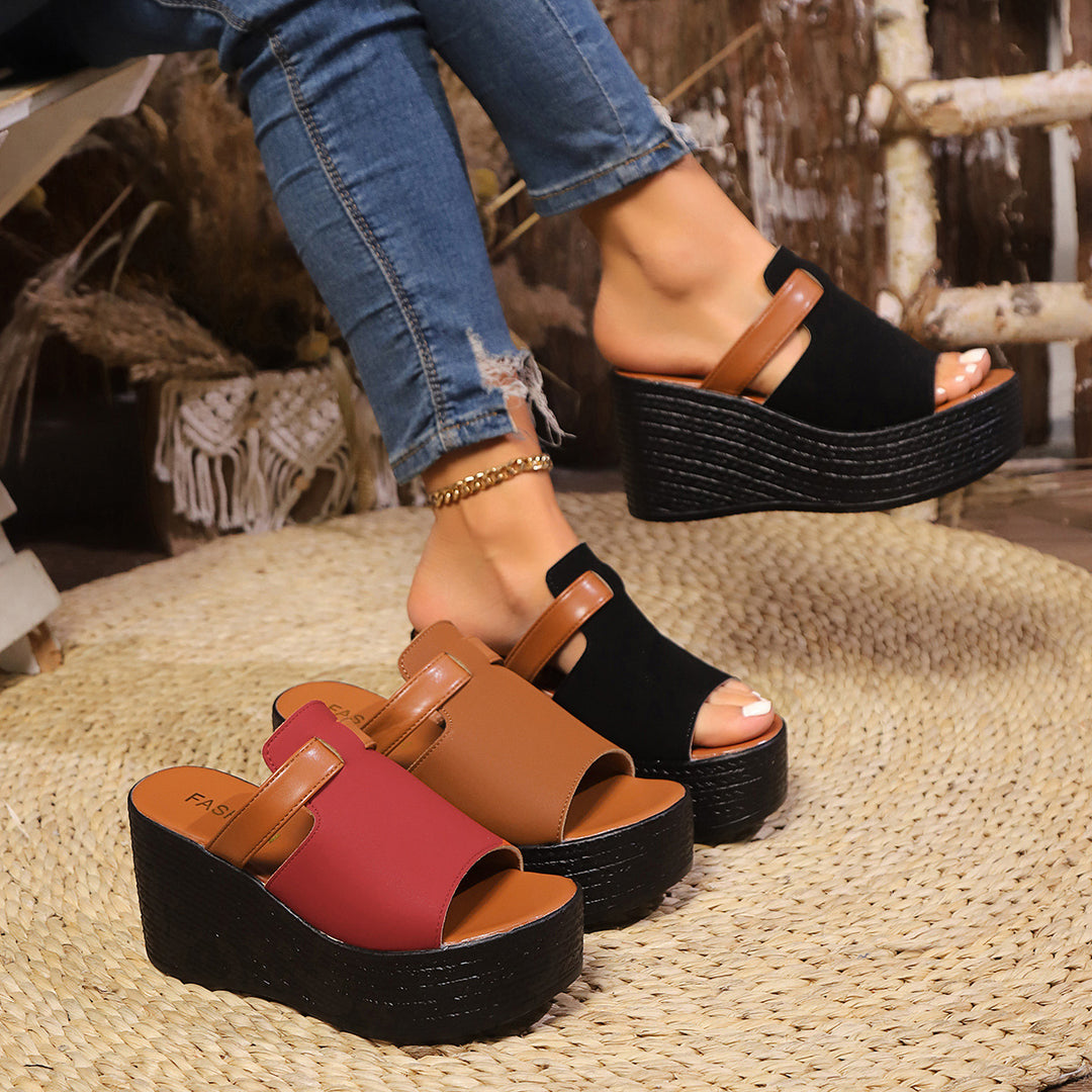 Damen Wedge-Pantoletten mit modischen Riemen und komfortabler Sohle EB