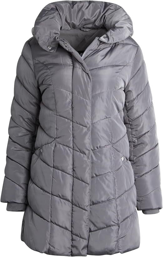 Damen Langer gesteppter Winterparka mit hochgeschlossenem Kragen EB