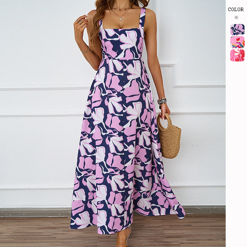 Damen Maxikleid mit modernem Blumendesign und schmeichelnder Silhouette EB