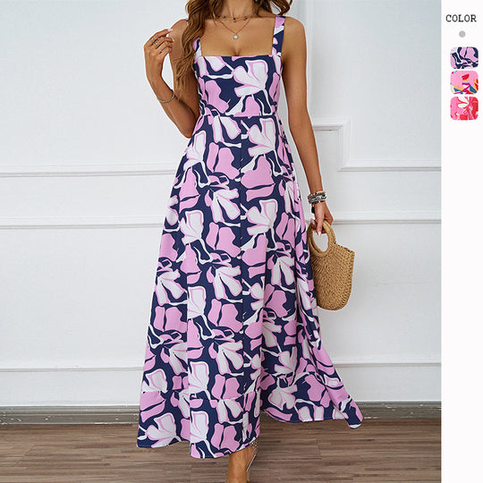 Damen Maxikleid mit modernem Blumendesign und schmeichelnder Silhouette EB
