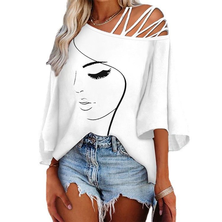 EB | Spleißen lockeres lässiges Print-T-Shirt
