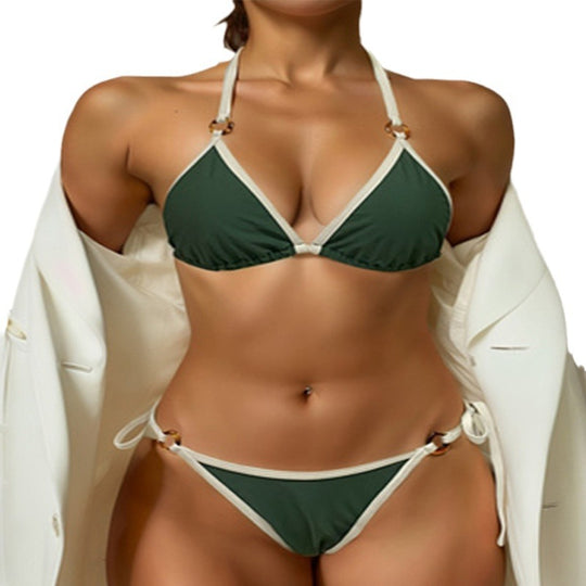 Damen Triangel-Bikini mit dekorativen Schnallen EB