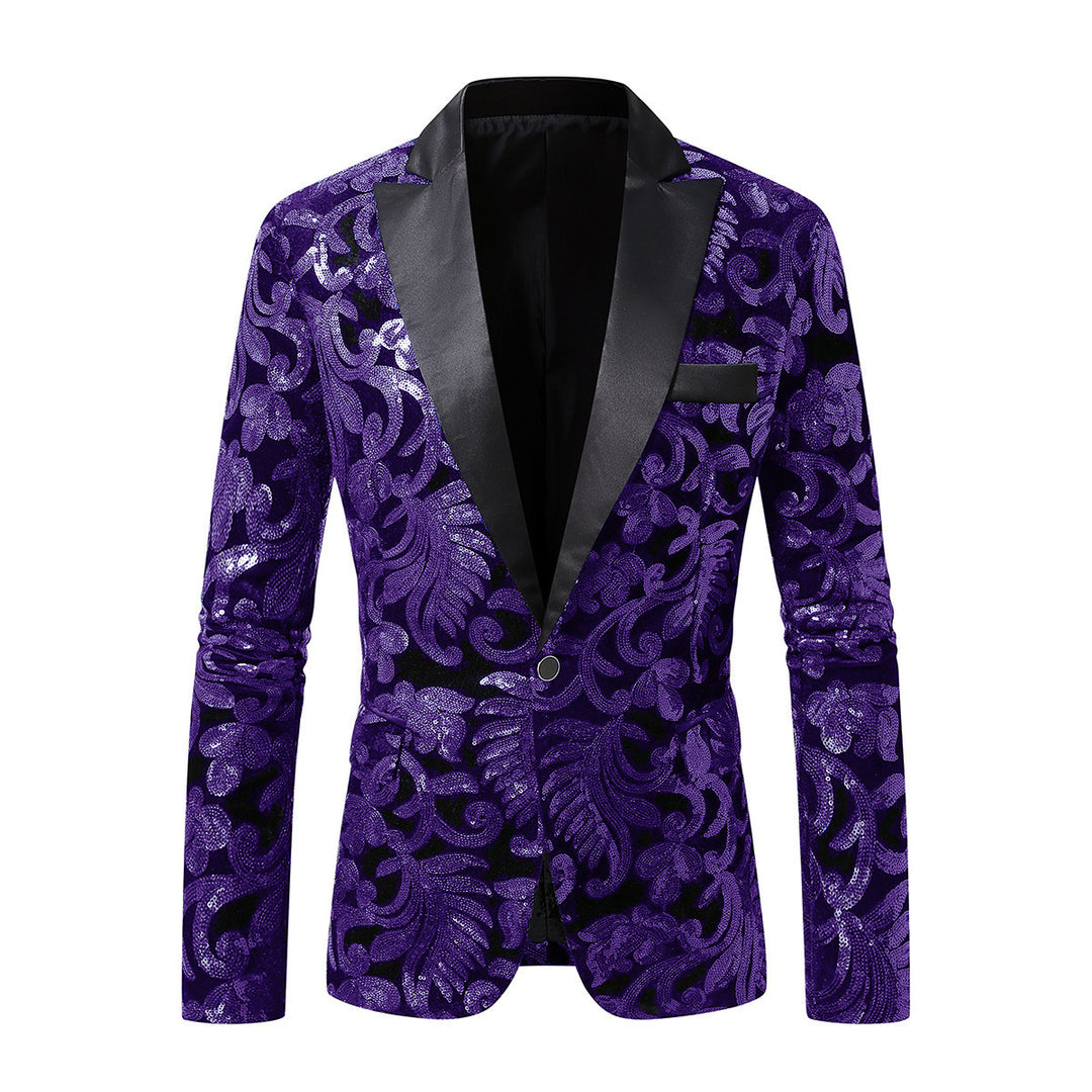Damen eleganter Pailletten-Blazer mit floralem Design und luxuriösem Schnitt EB