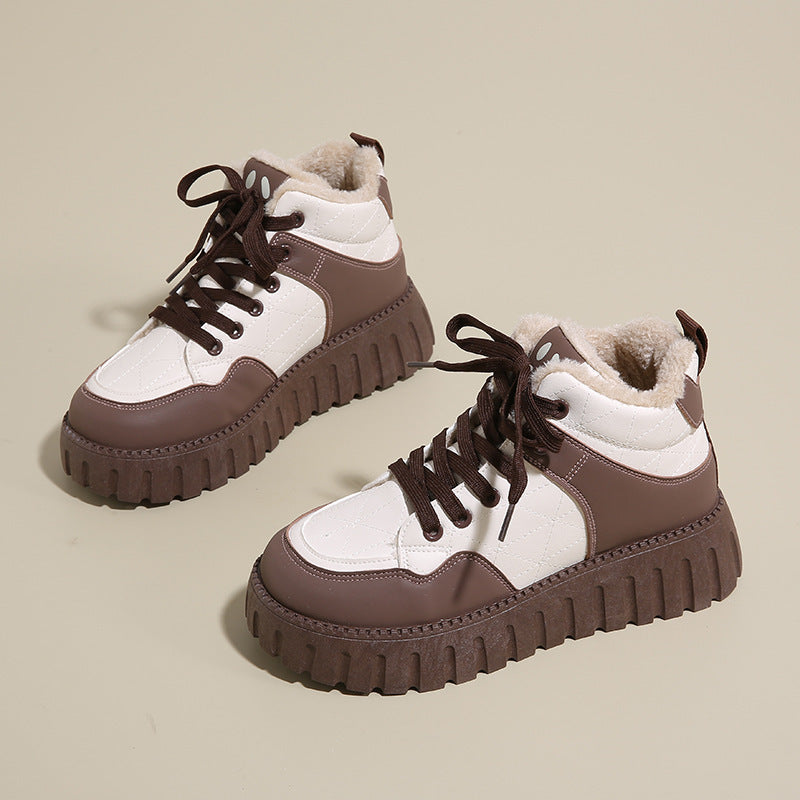 Damen Warmfutter Sneakers mit dickem Plateau EB