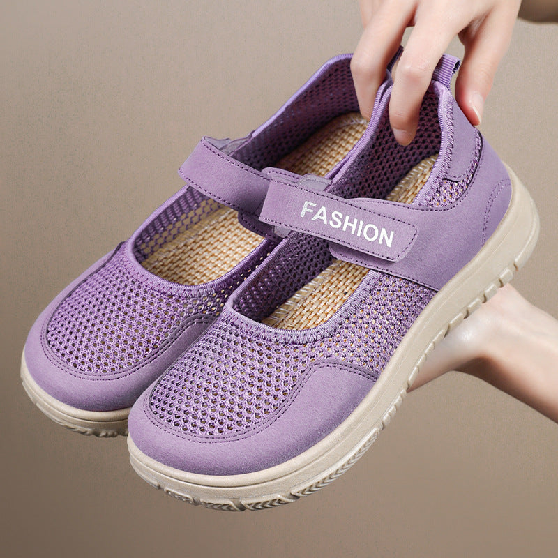Damen luftige Leichtgewicht Sneakers mit Klettverschluss EB