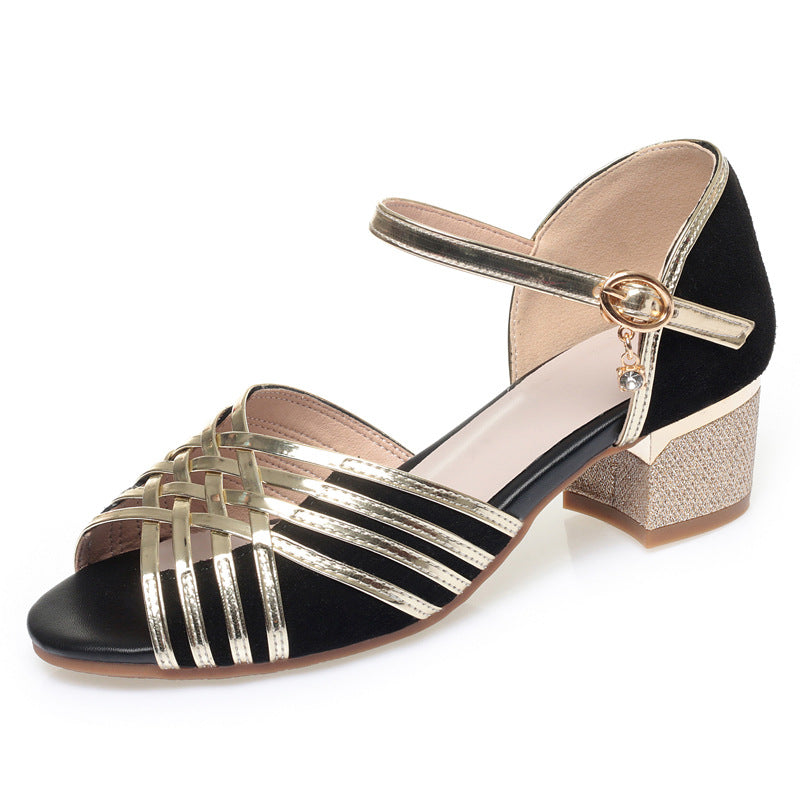 Damen elegante Sling-Pumps mit modischem Riemen und komfortablem Blockabsatz EB