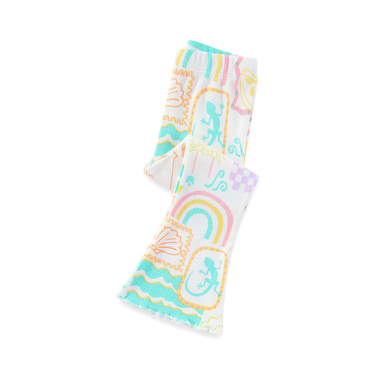 Mädchen Leggings mit buntem Strandmotiv EB