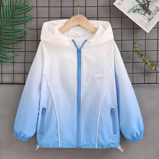 Damen nan leichter Kapuzen-Windbreaker mit Reißverschluss und verdeckten Taschen R&B